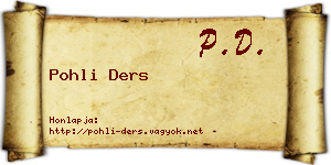 Pohli Ders névjegykártya